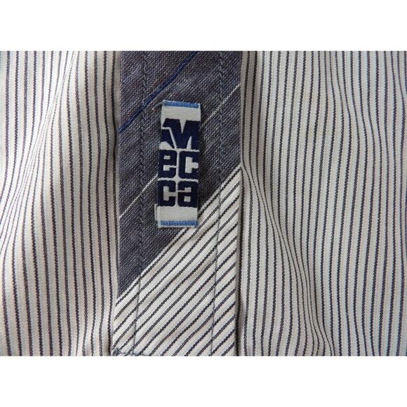 Mecca Since Day One Shirt Mens XL Western Stripes Blue Collar Button Down - Picture 4 of 13